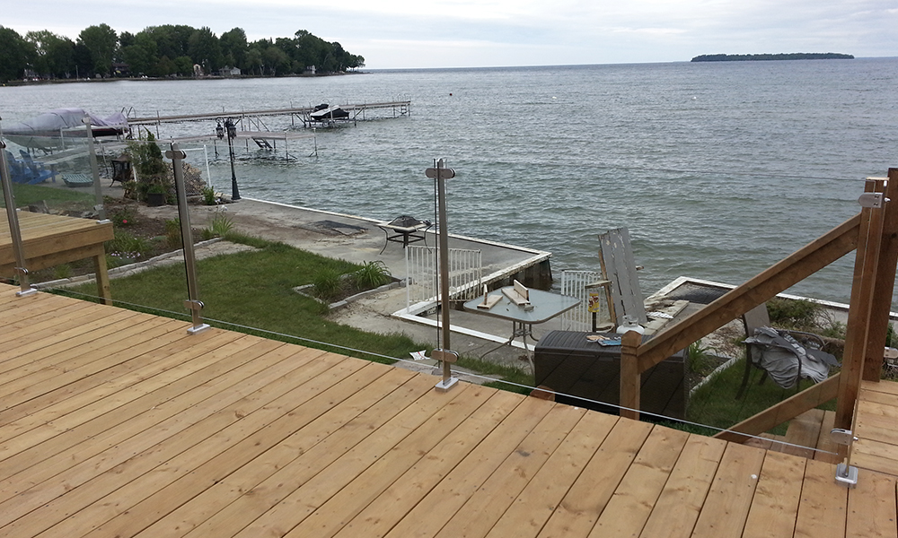 InvisiRail glass railing system at cottage